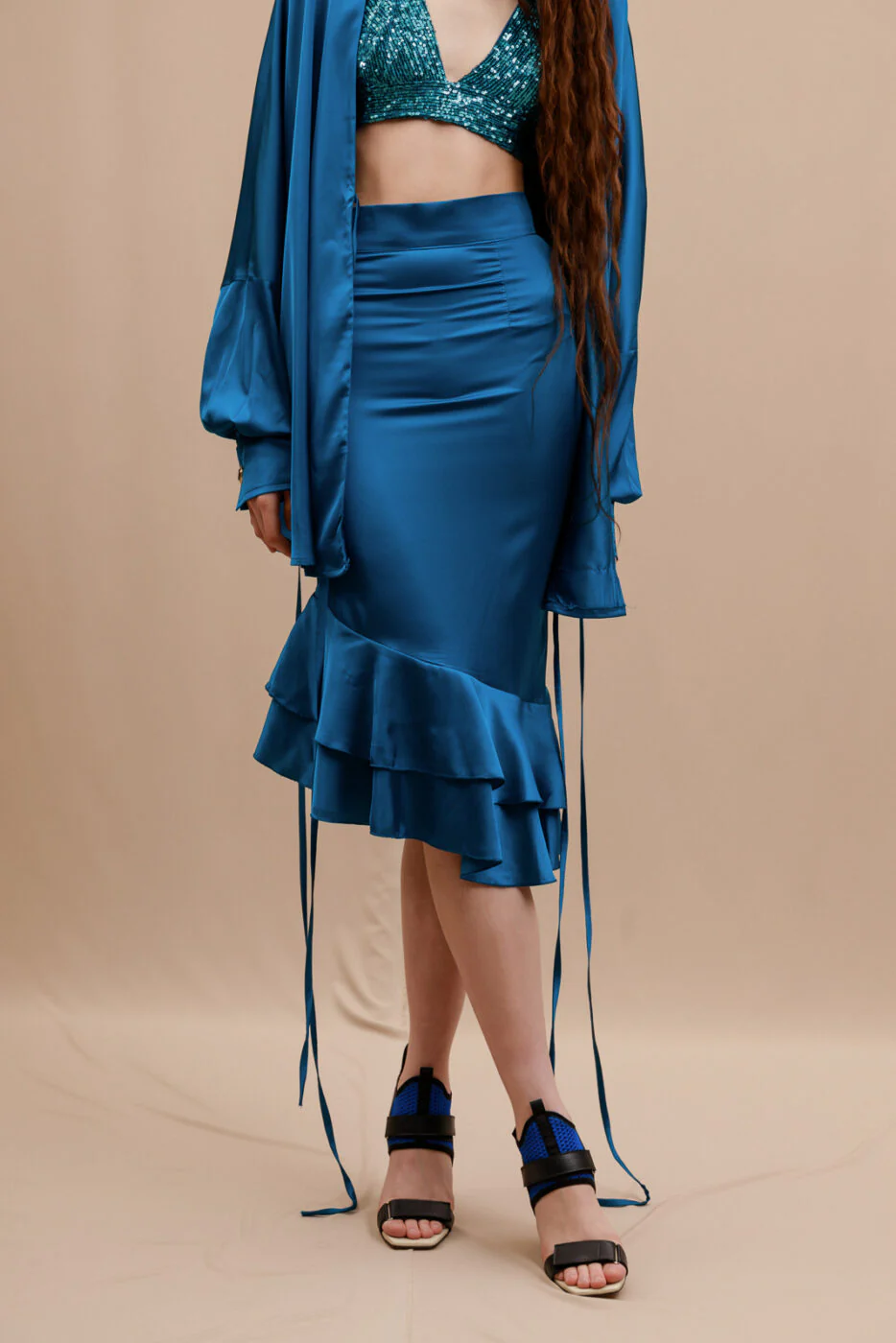 Akule Midi Skirt Petrol - Image 3