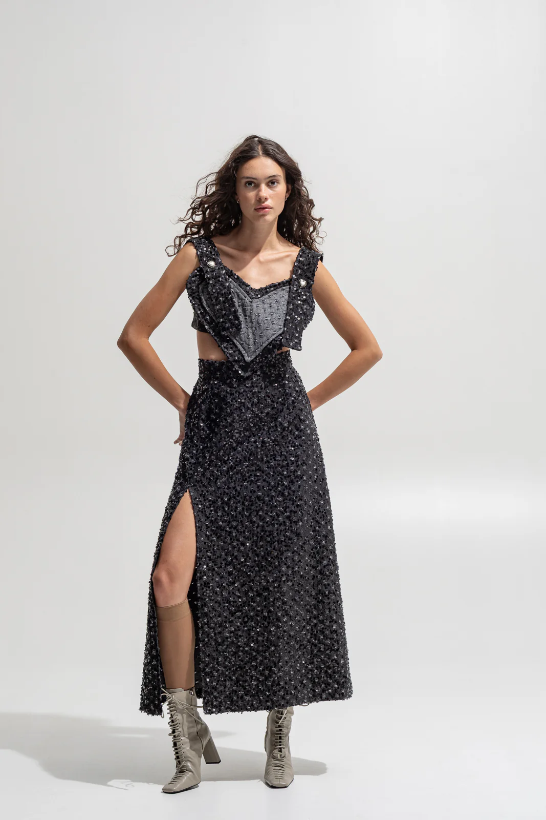Alawa Denim Overall Skirt Black - Image 3