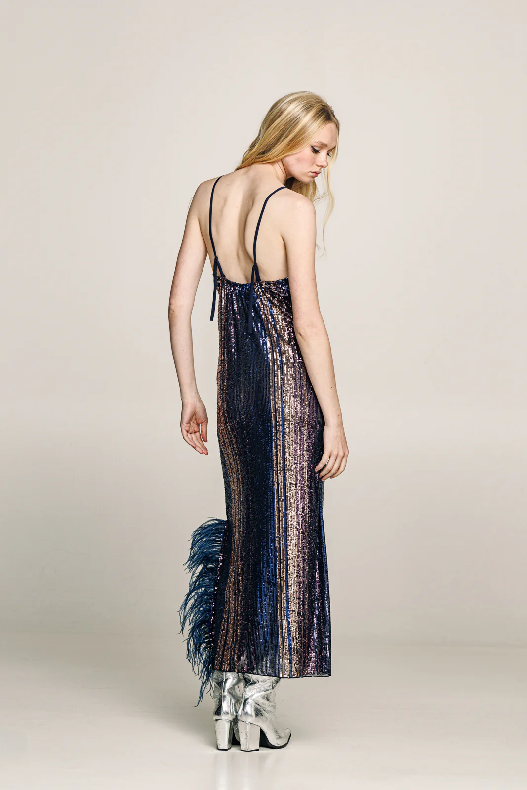 Angeni Sequined Dress Blue - Image 5