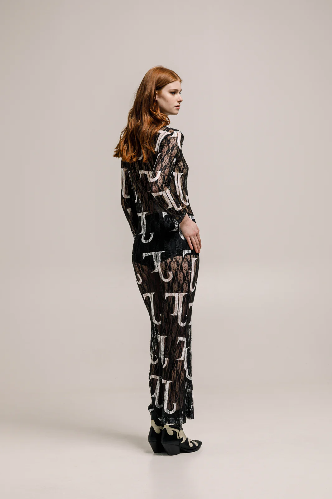 Quadi Lace Logo Dress Black - Image 5