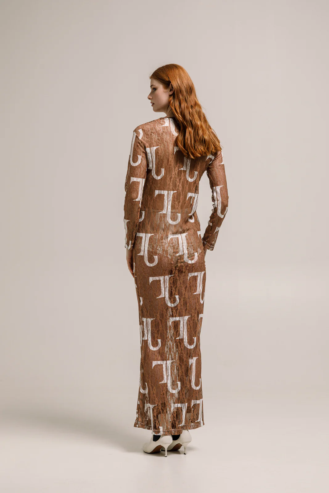 Quadi Lace Logo Dress Caramel - Image 3
