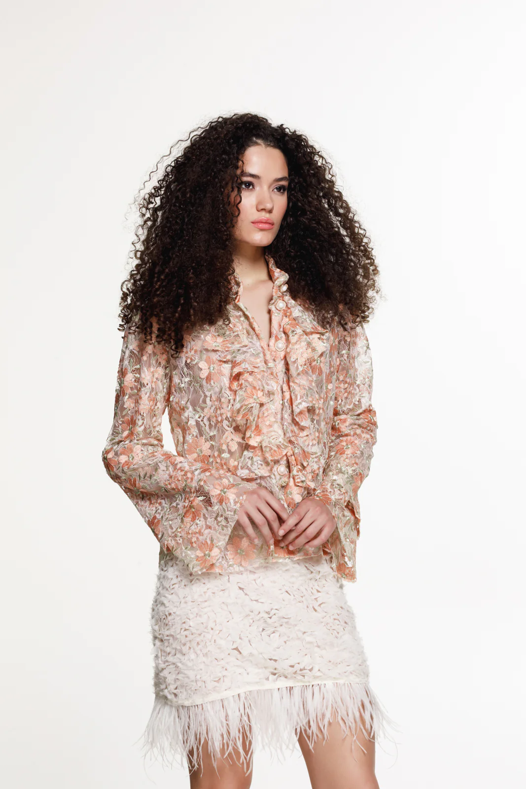 Elan Embroidered Shirt Peach - Image 3