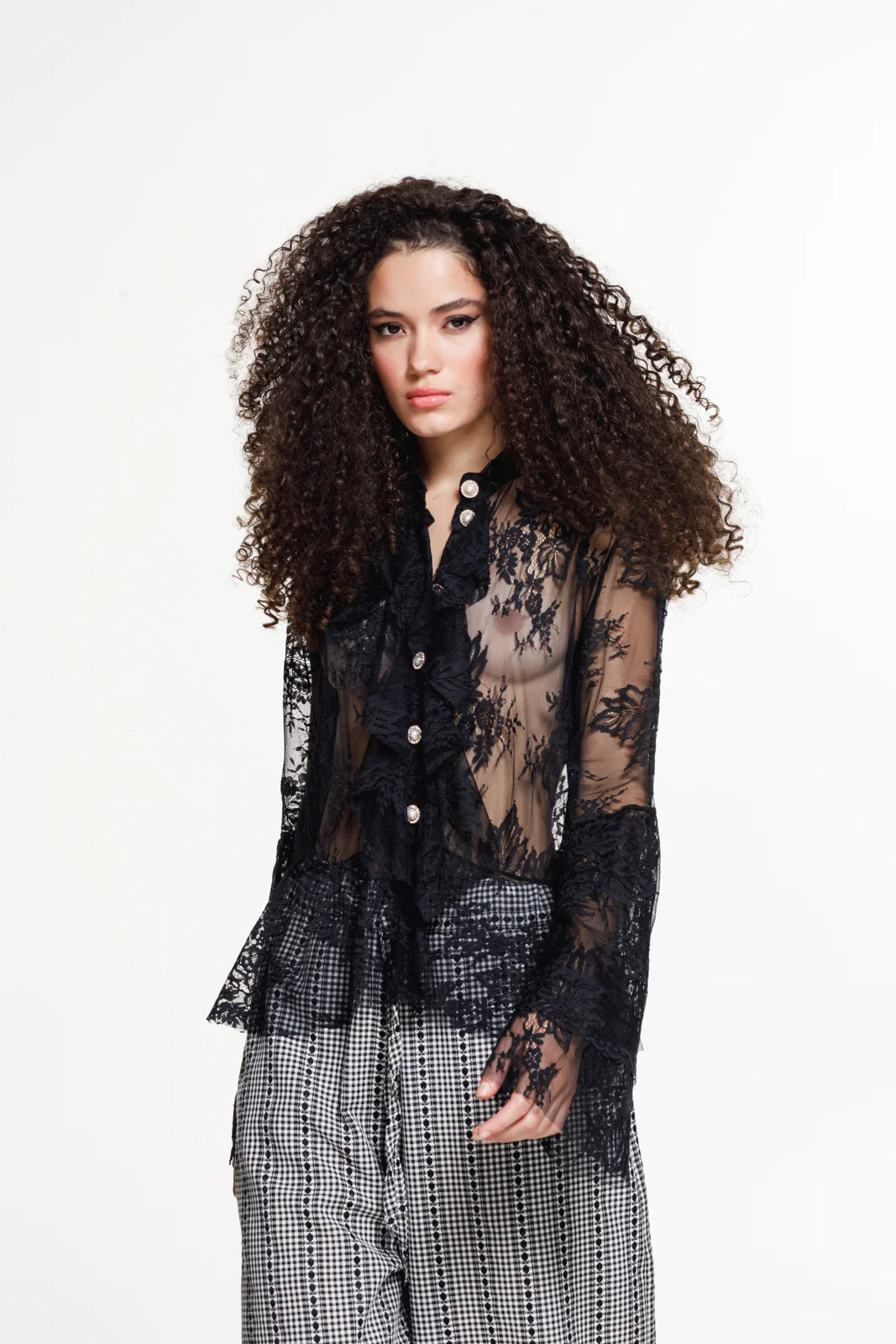 Elan Lace Shirt Black - Image 5