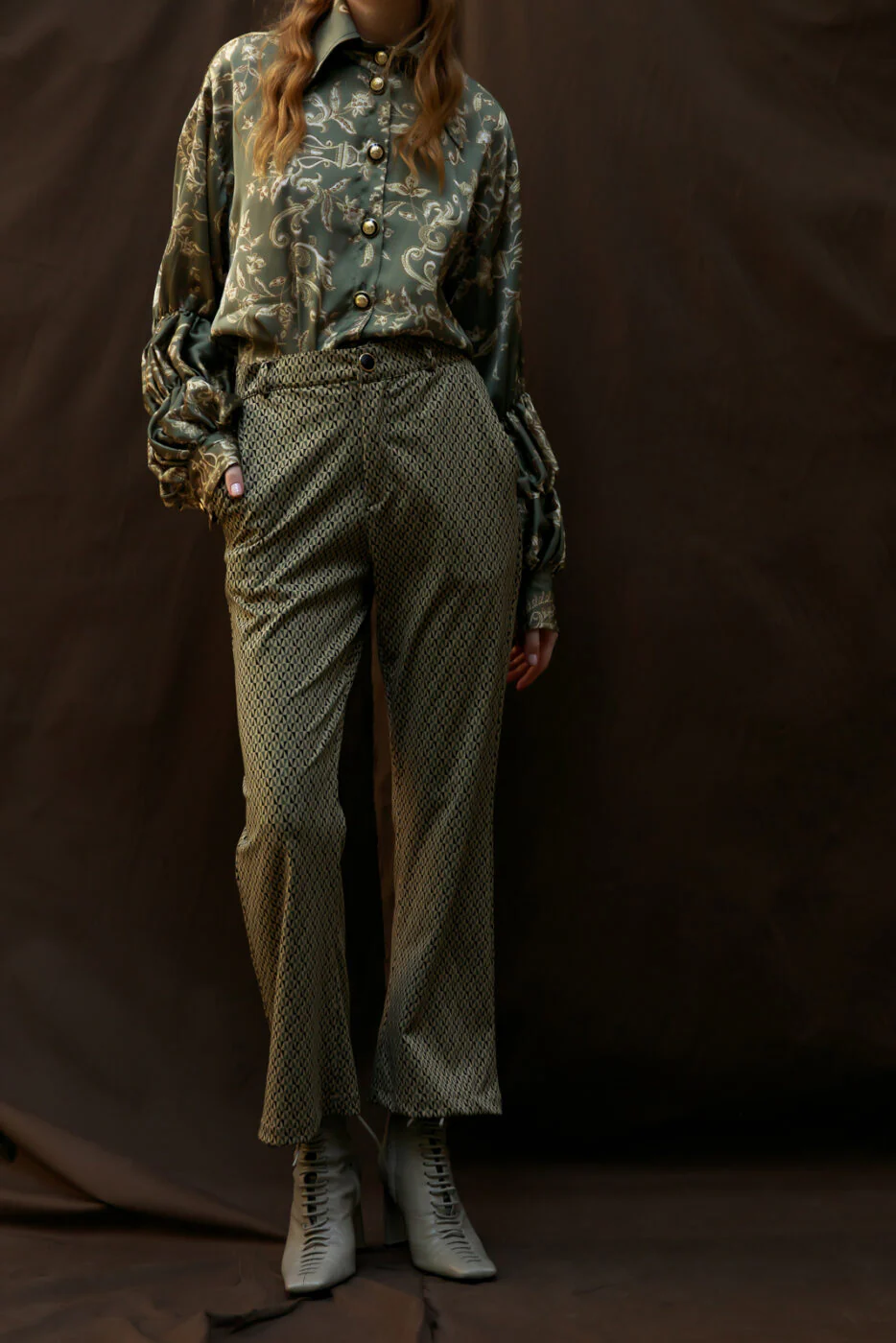 Enyeto Pants Plaid Army Green - Image 6