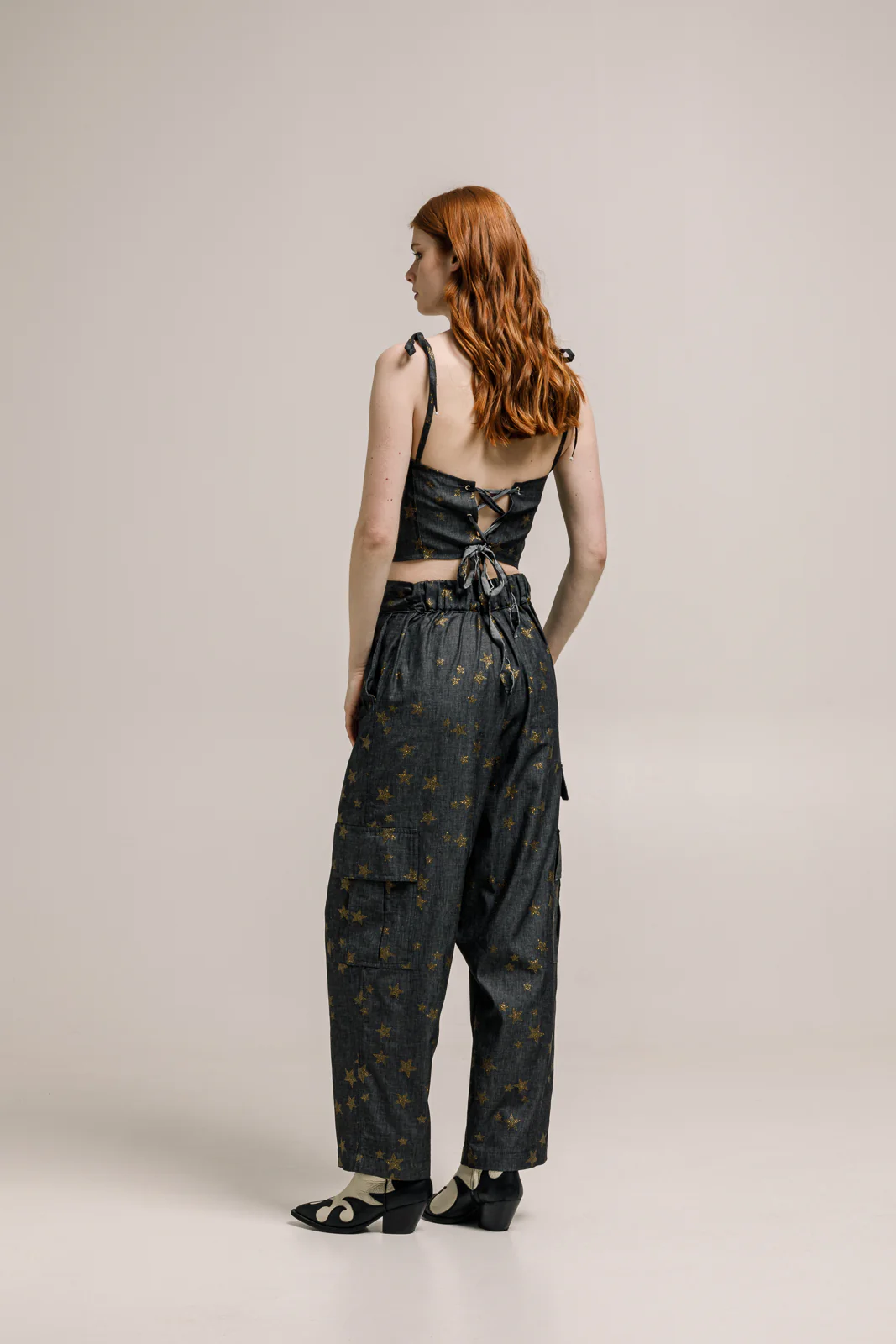 Gabby Denim Cargo Pants Black - Image 3