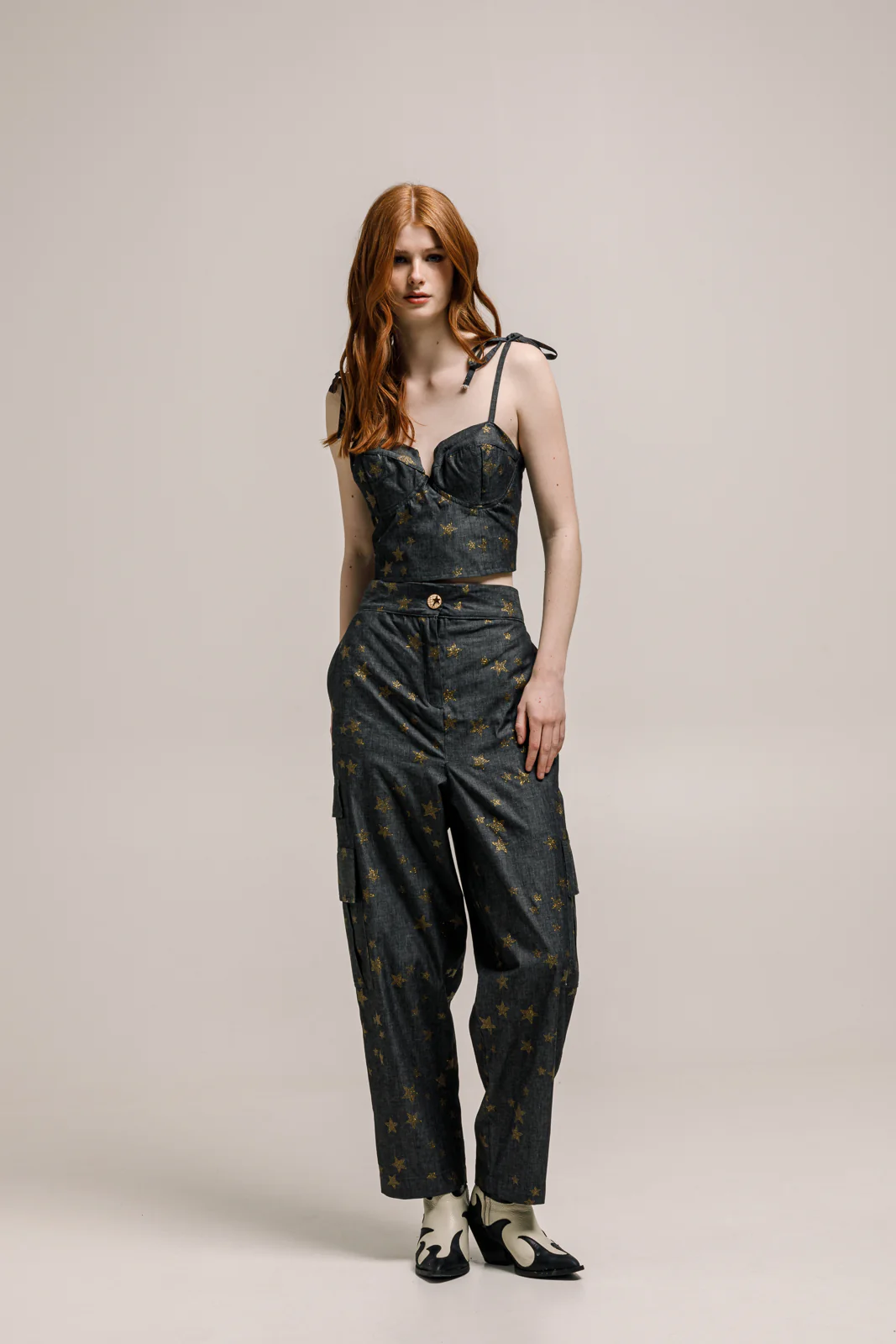 Gabby Denim Cargo Pants Black - Image 4