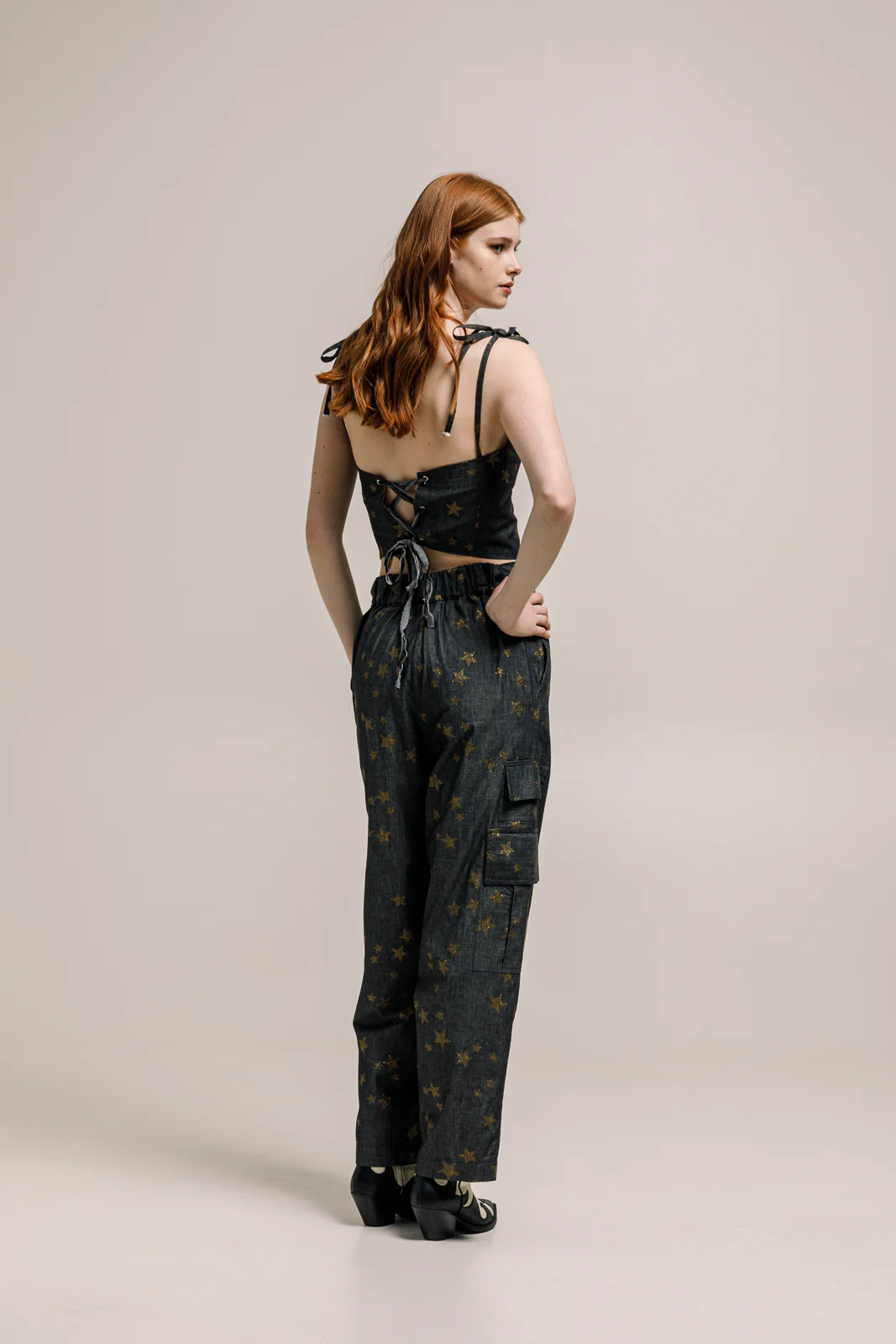 Gabby Denim Cargo Pants Black - Image 5