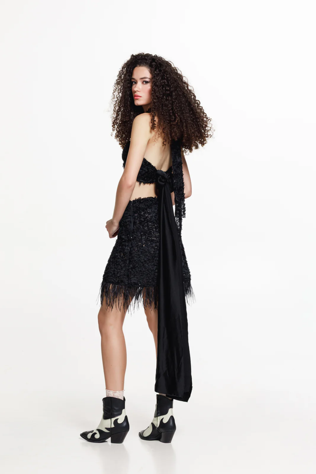 Halona Feathered Skirt Black - Image 3