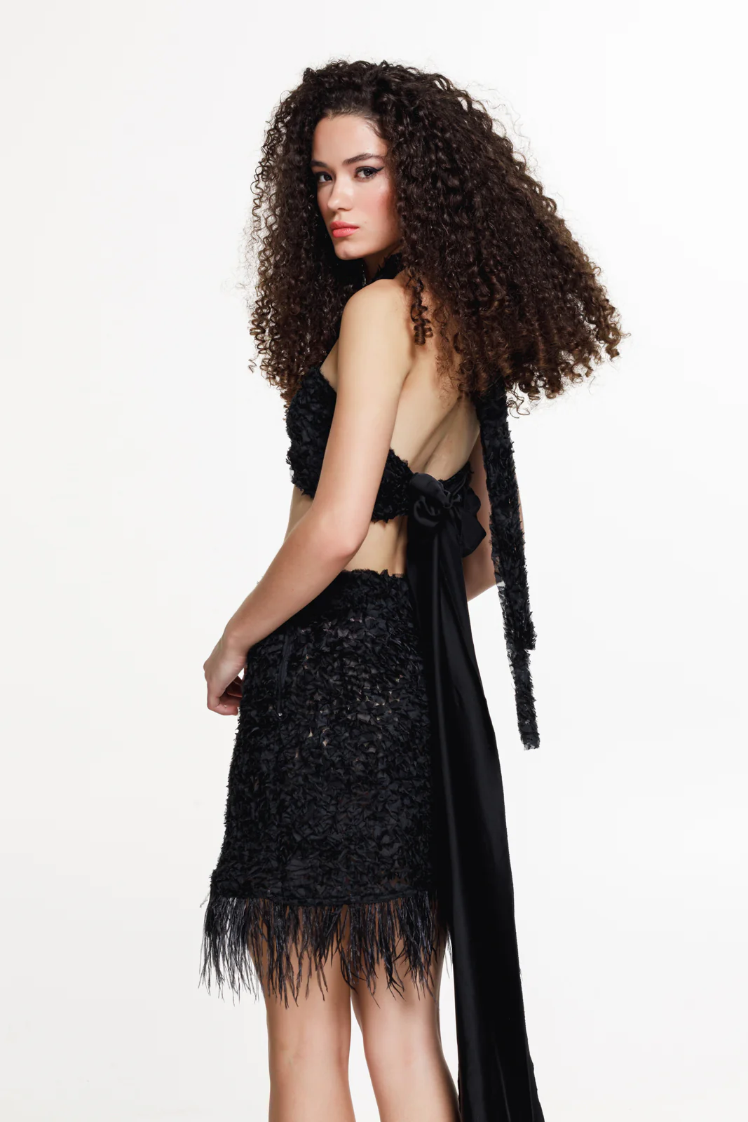 Halona Feathered Skirt Black - Image 5