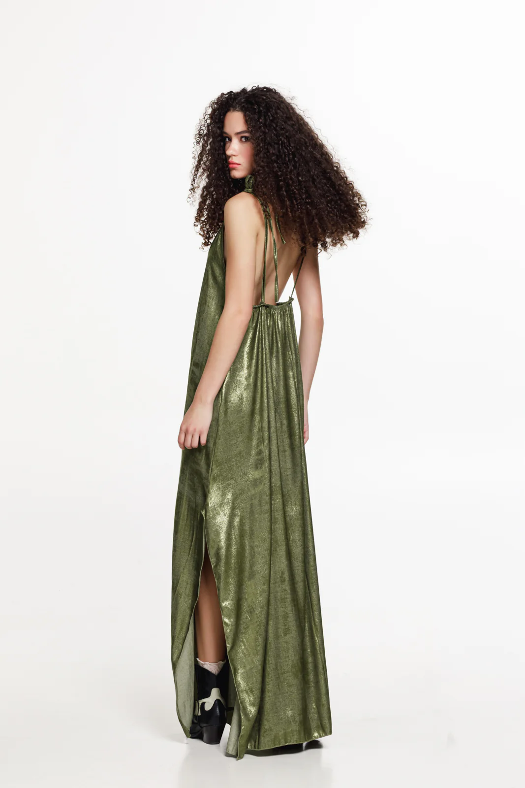 Hastin Dress Metallic Green - Image 5