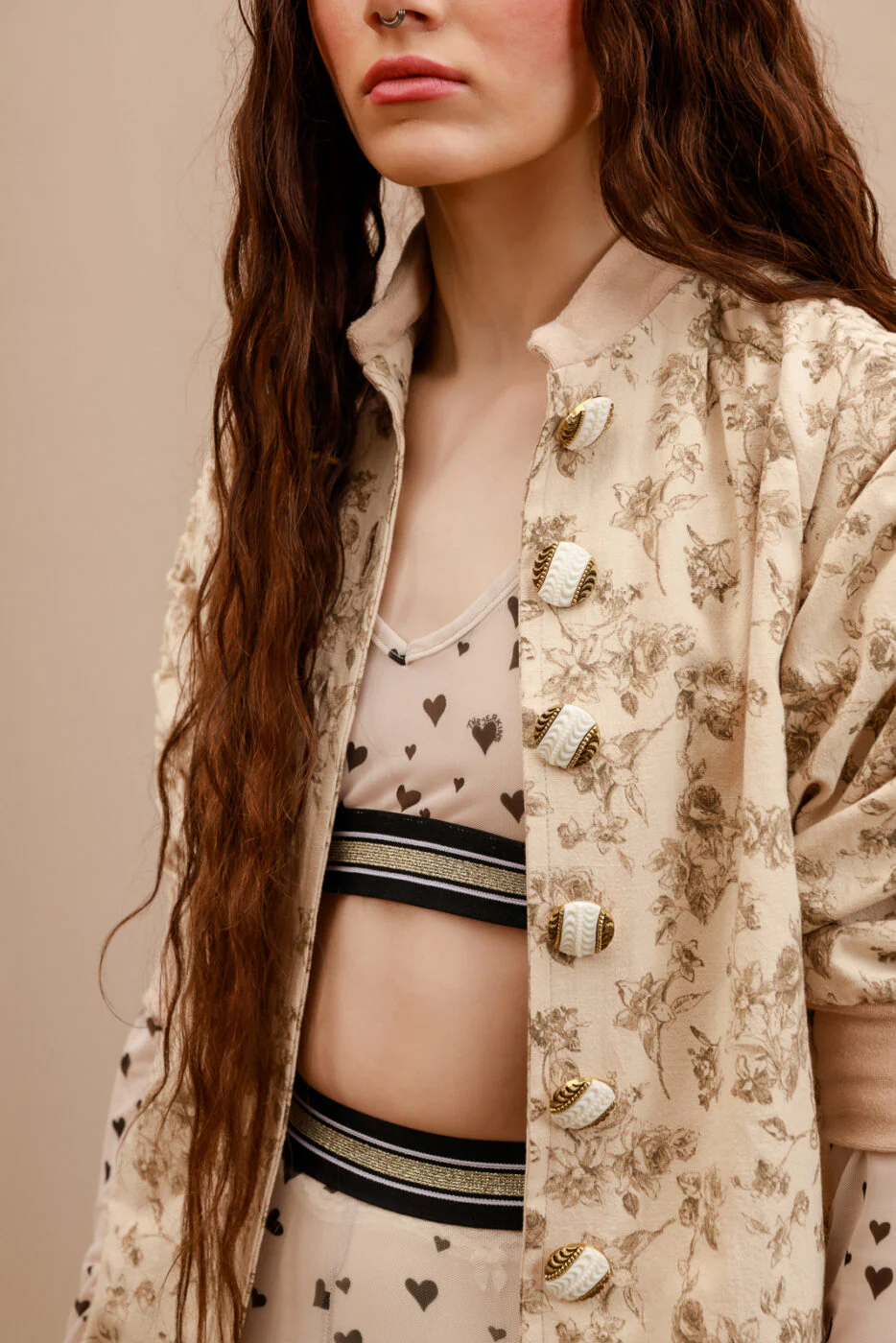 Istu Bomber Jacket Printed Beige - Image 3