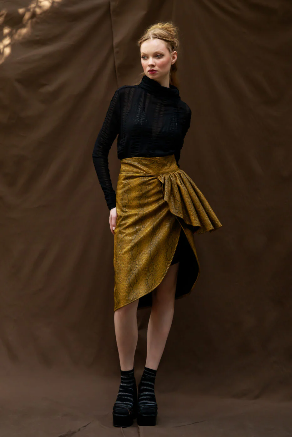 Koko Faux-leather Skirt Dijon - Image 3