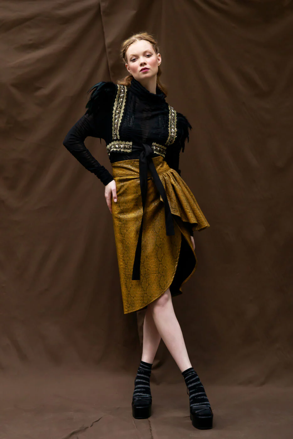Koko Faux-leather Skirt Dijon - Image 6