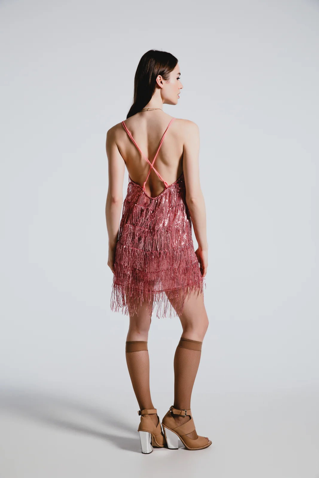Lise Mini Dress Sequined Coral - Image 3
