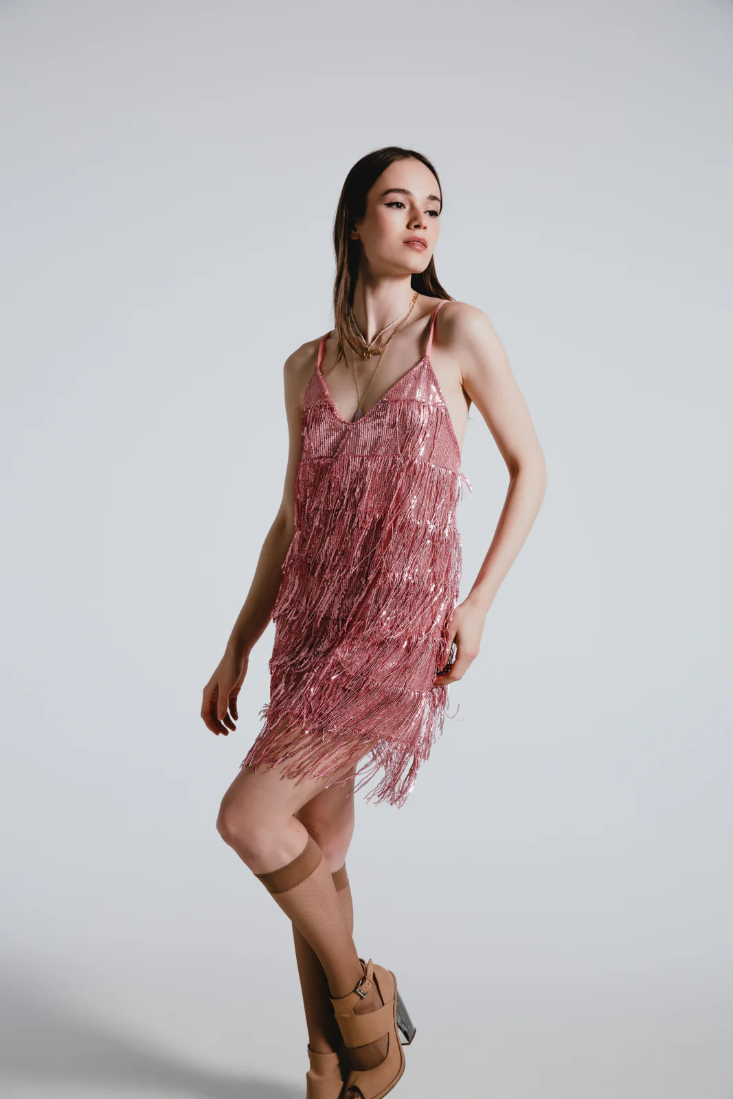 Lise Mini Dress Sequined Coral - Image 4