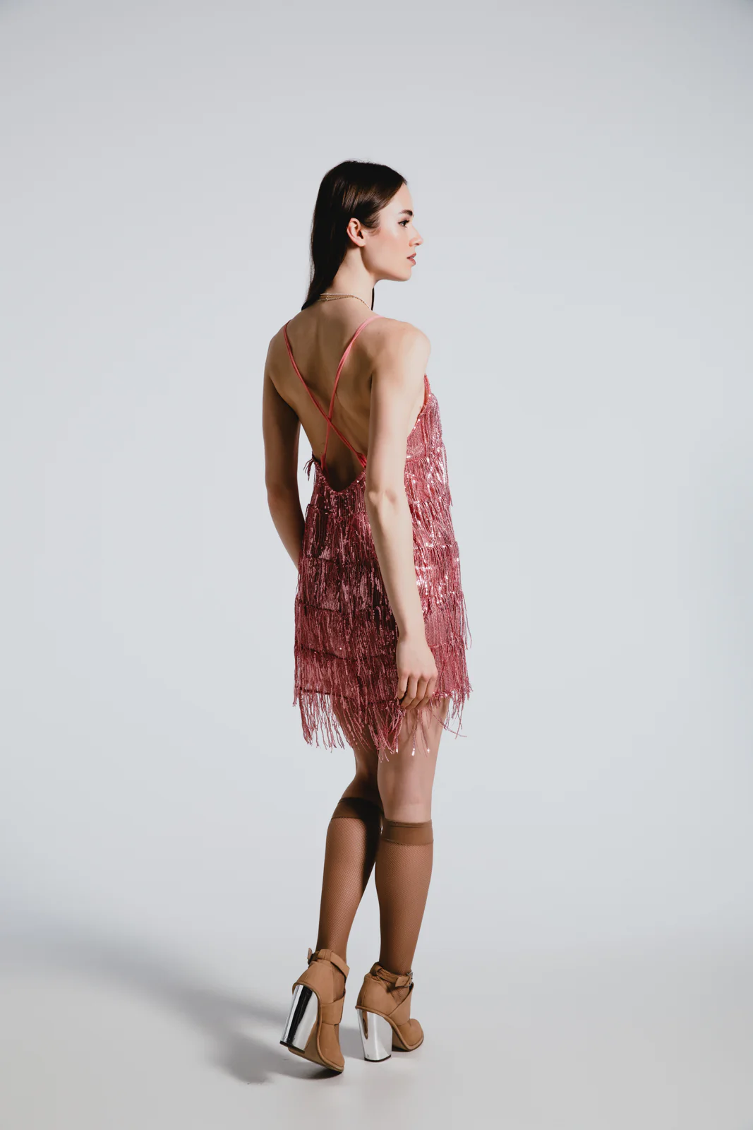 Lise Mini Dress Sequined Coral - Image 5