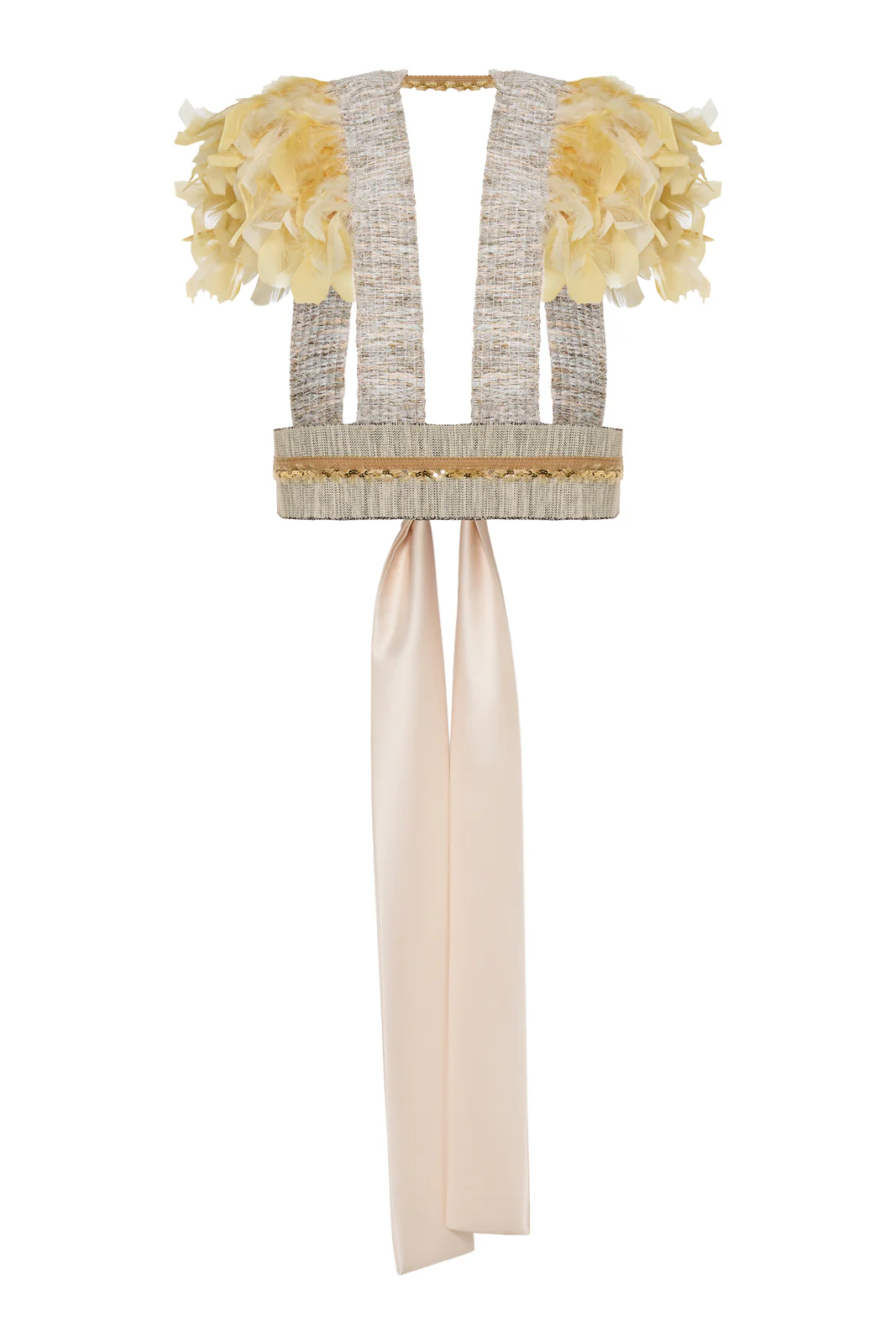 Rahel Feathered Vest Yellow - Image 4