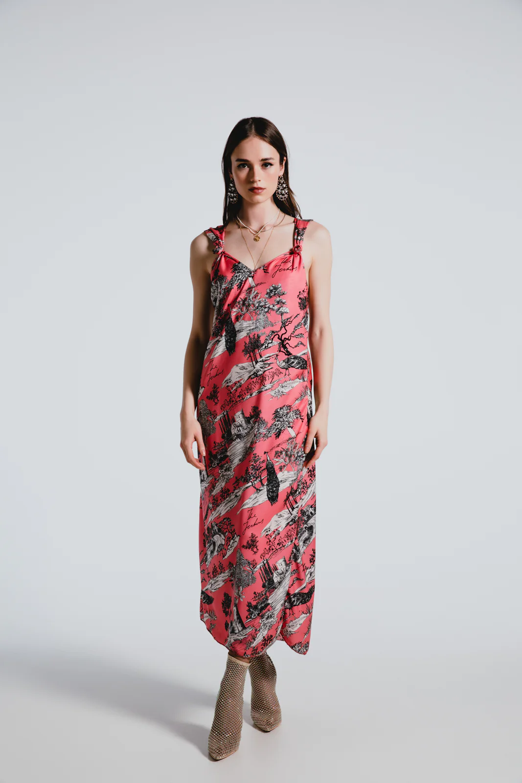 Oasia Slip Dress Printed Coral - Image 3