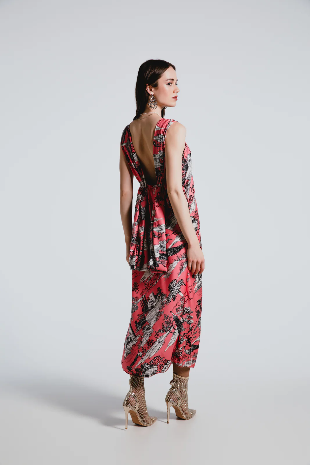 Oasia Slip Dress Printed Coral - Image 4