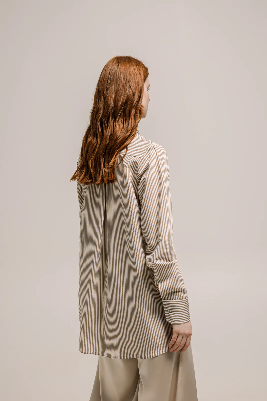 Olina Shirt Striped Tan Beige - Image 4