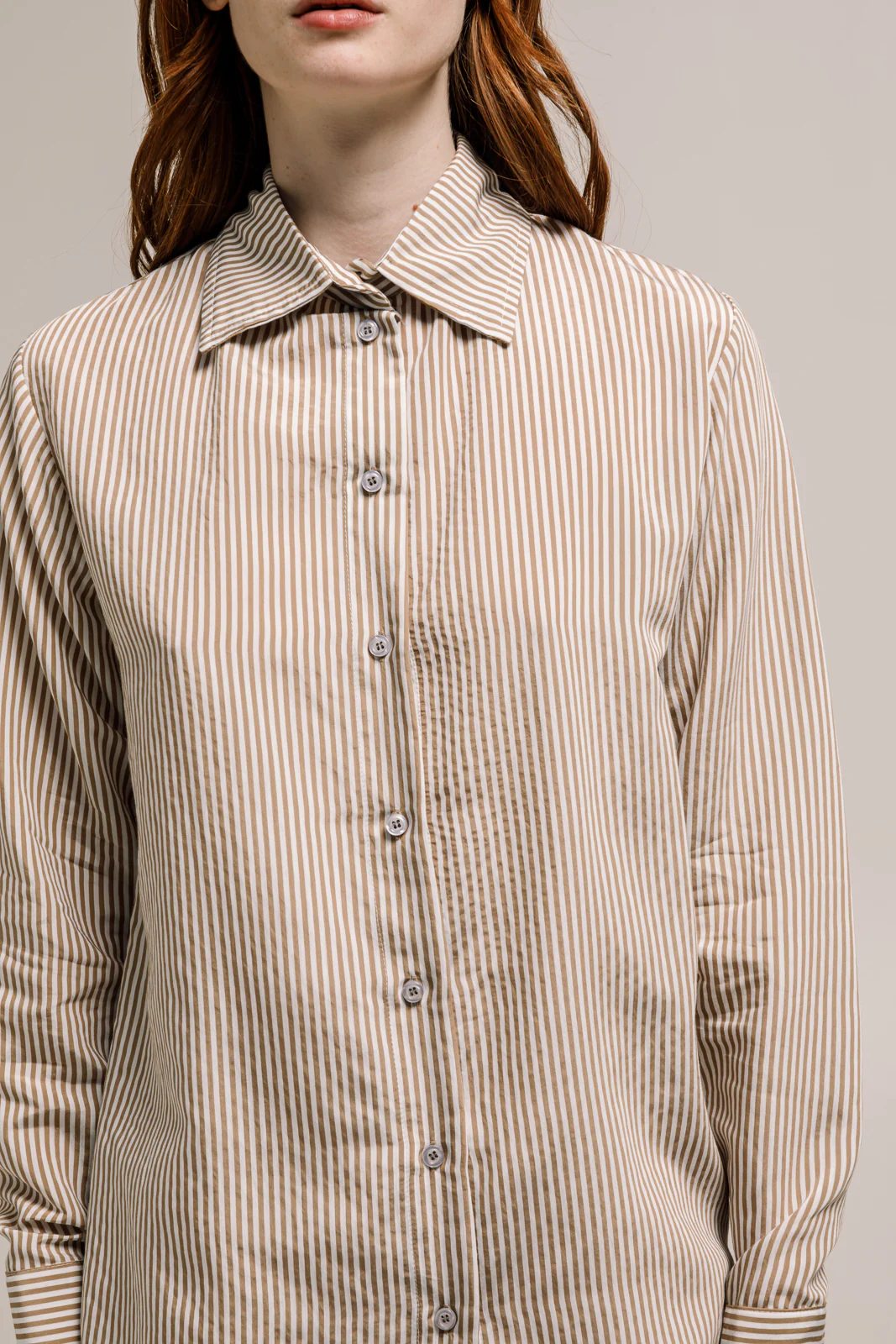 Olina Shirt Striped Tan Beige - Image 5