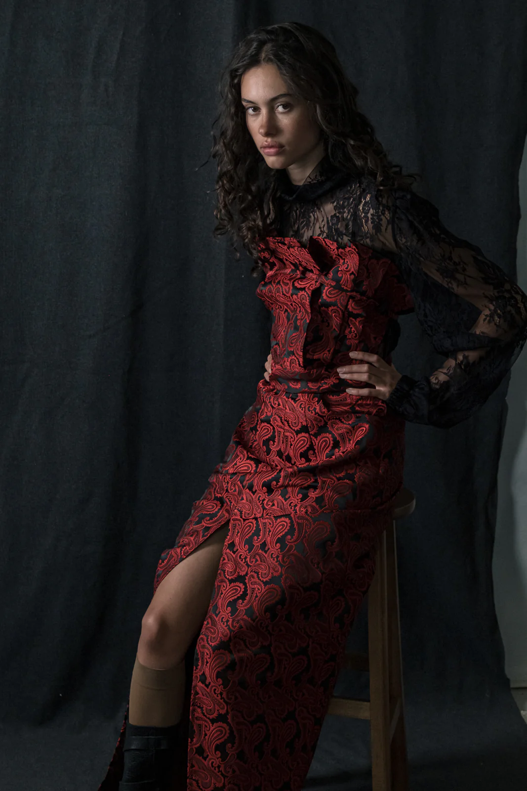 Pelipa Dress Brocade Red - Image 3