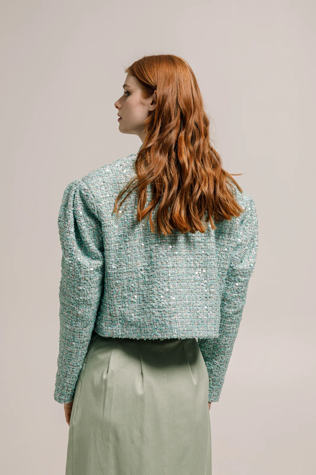 Sabu Cropped Blazer Sequined Mint - Image 5