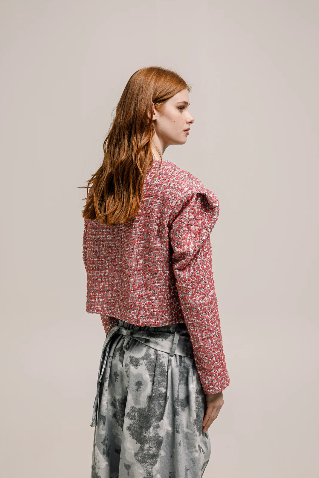 Sabu Cropped Blazer Sequined Coral - Image 3