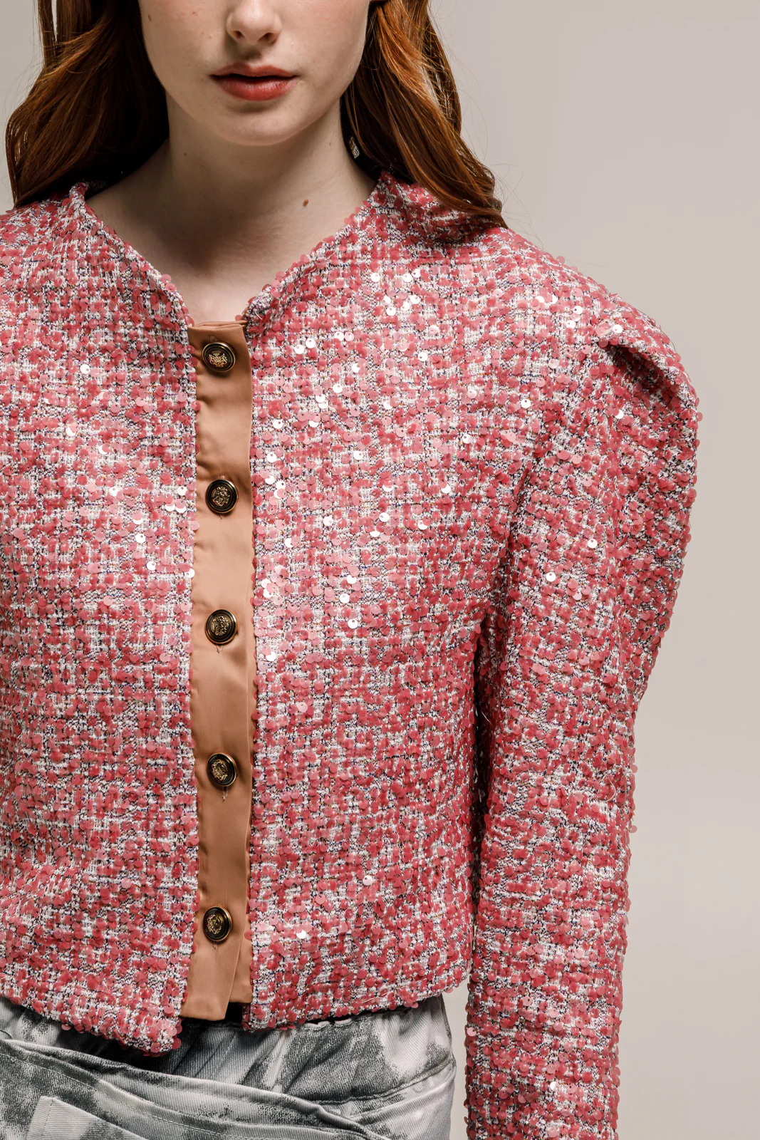 Sabu Cropped Blazer Sequined Coral - Image 5