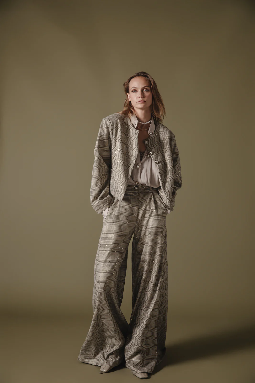 Ezhno Blazer Plaid Beige - Image 4