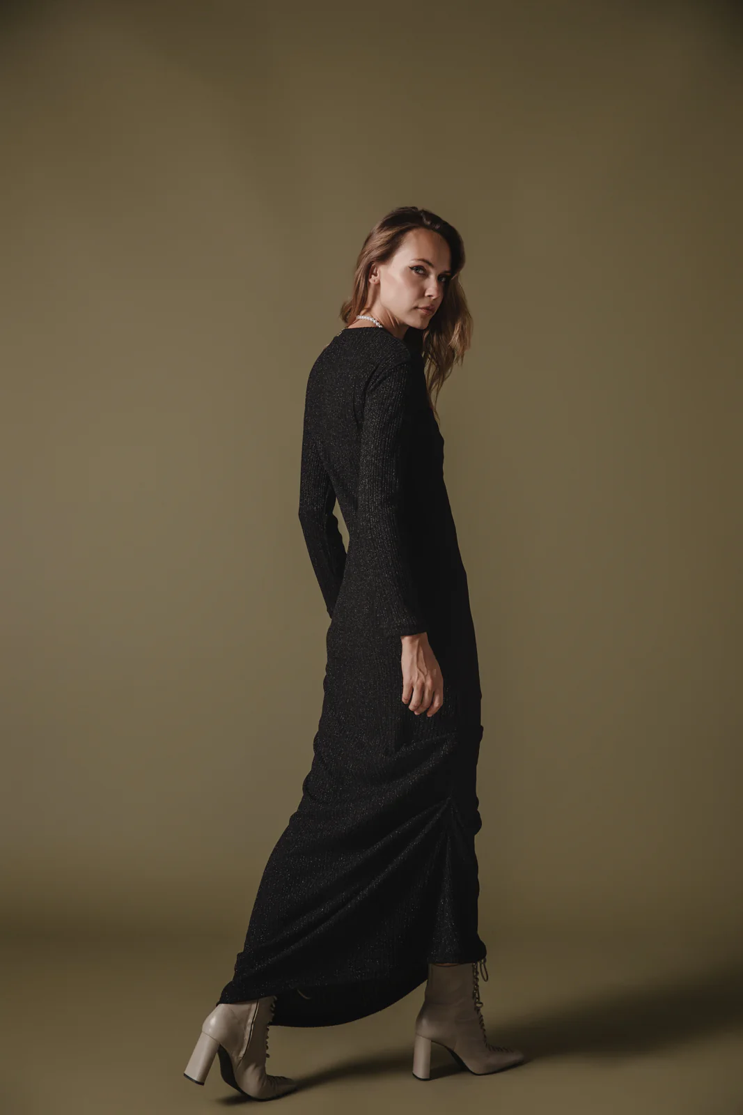 Powa Knitted Dress Black - Image 3
