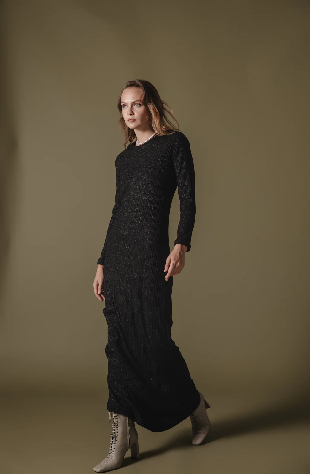 Powa Knitted Dress Black - Image 4