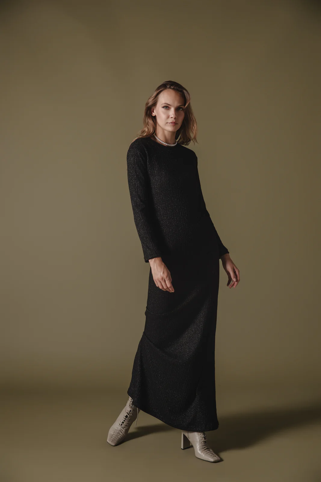 Powa Knitted Dress Black - Image 5