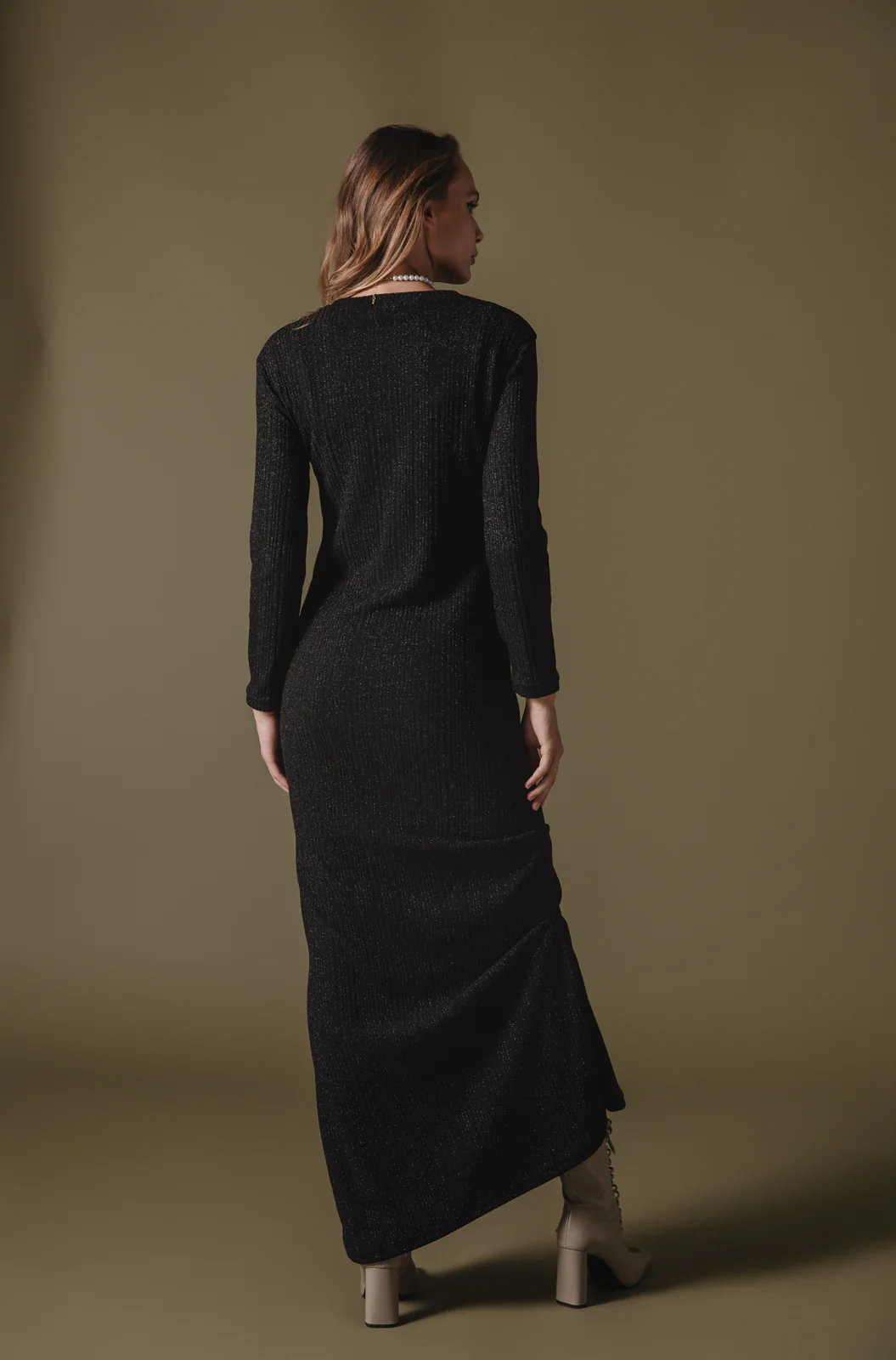 Powa Knitted Dress Black - Image 6
